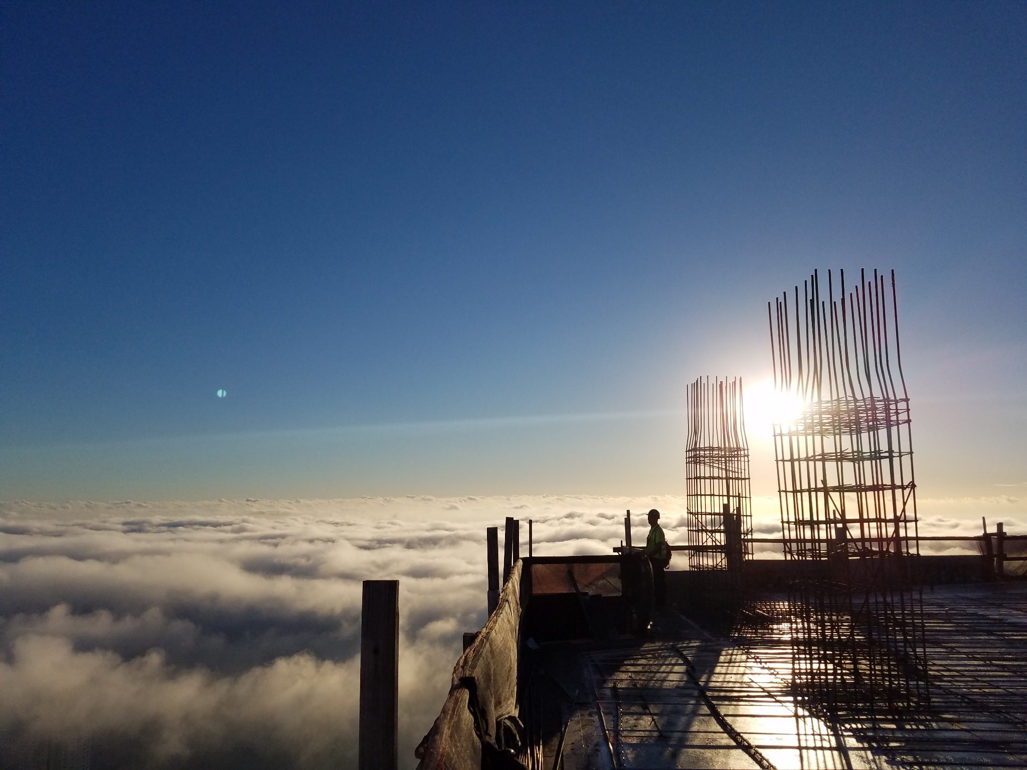 Panorama Tower rising above winter fog in Miami's Brickell district, a Warhaft Group development project